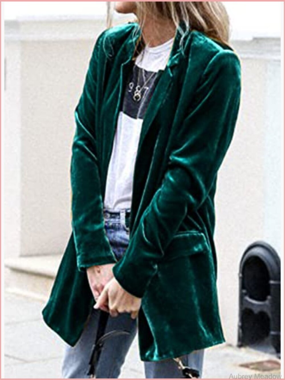 Women's Velvet Open Front Cardigan Long Sleeve Casual Coat - Picture 4 of 6